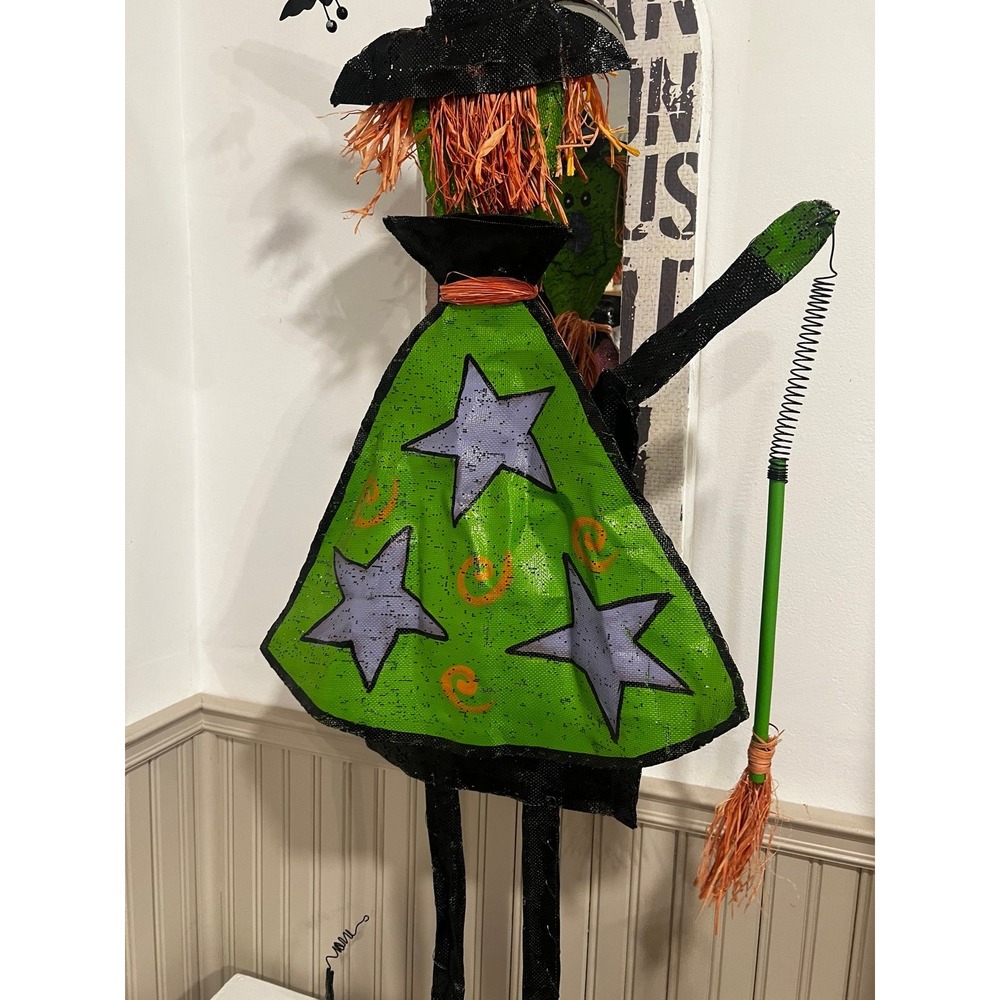 Standing Whimsical Halloween Witch Decor with Broom by Peri Woltjer - Picture 7 of 10